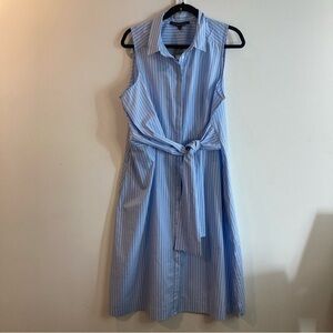 WILLOW & THREAD Sz 18 Button Down Tie Front Pockets Stripes Dress NEW w/  Tags